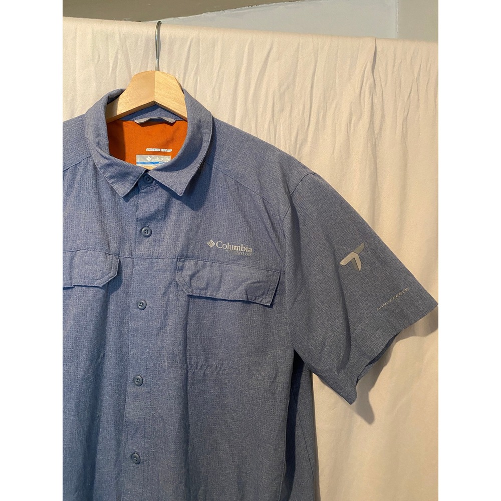 Columbia Titanium Shirt Mens M Blue Short Sleeve Omni-Freeze Performance